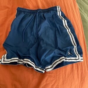 Blue Air Jordan Shorts with White Stripes